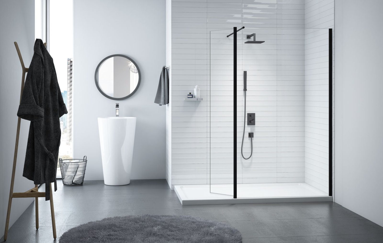 Merlyn Black Showerwall With Swivel Panel Lr | Lead Wolf, Peterborough