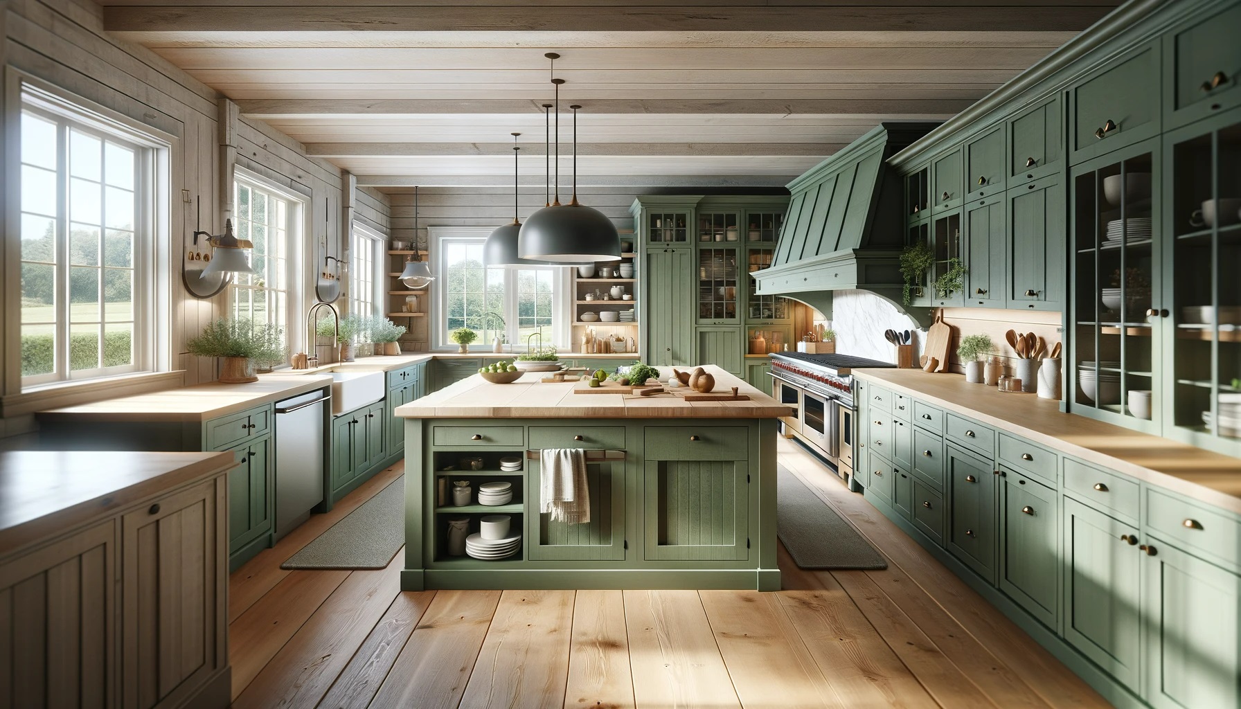 Green Farmhouse Kitchen Design | Lead Wolf, Peterborough