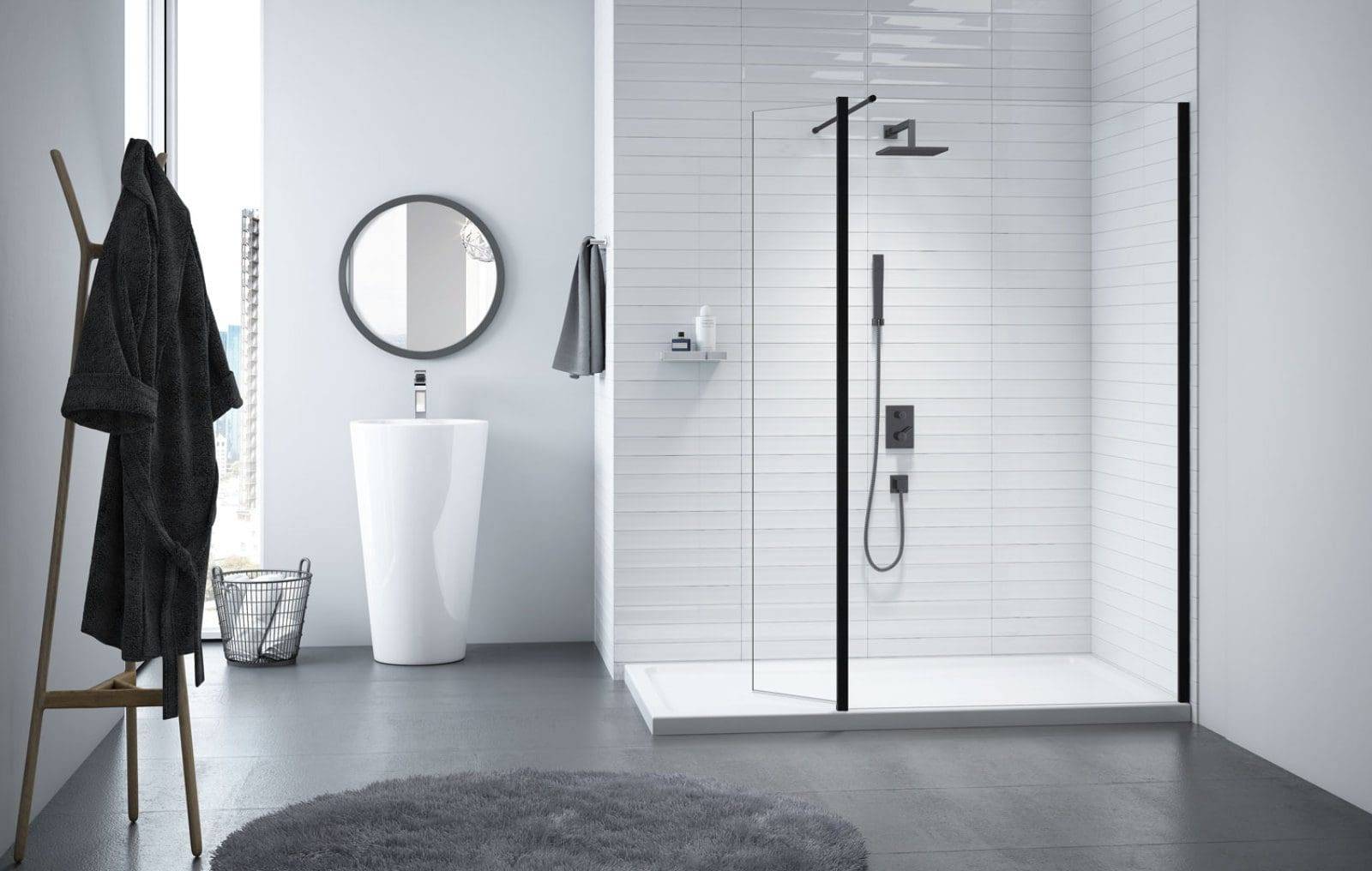 Merlyn Black Showerwall With Swivel Panel Lr | Lead Wolf, Peterborough